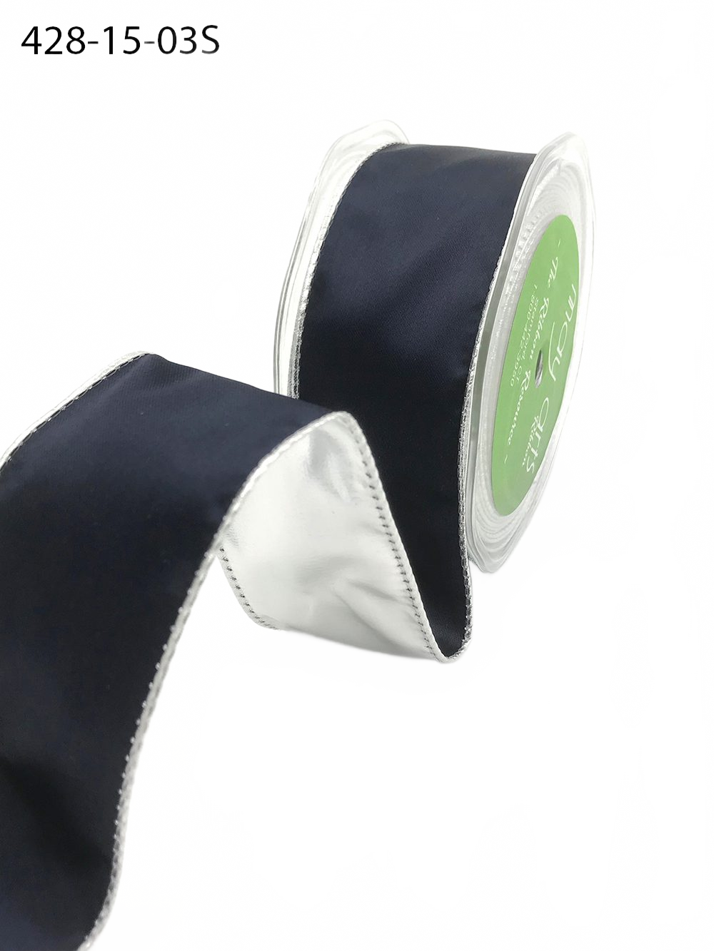 1.5 Inch Satin Metallic Reversible Ribbon With Woven Edge