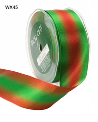1.5 Inch Ombré Red/Green Satin Wired Ribbon