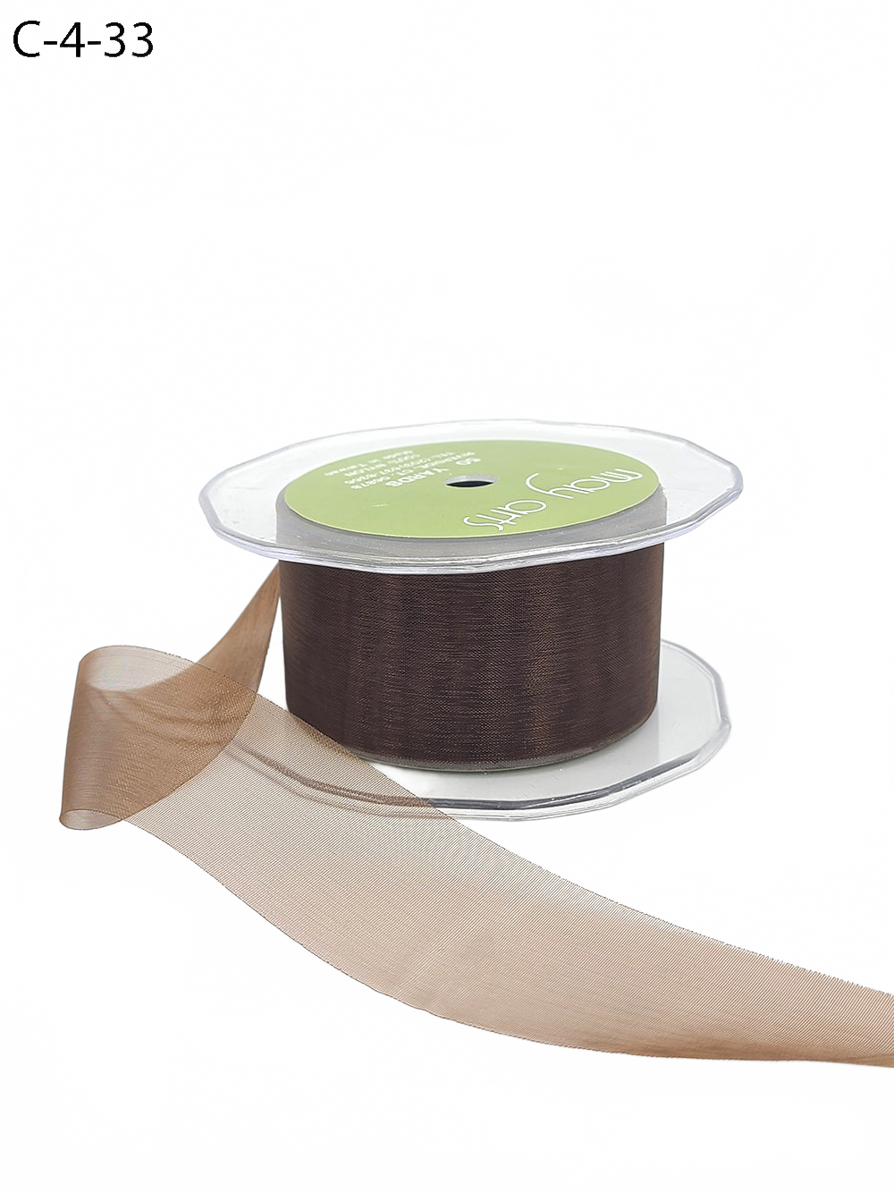 1.5 Inch Soft Shimmer Brown Sheer Ribbon With Cut Edge