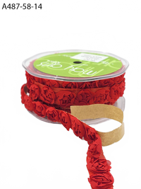 5/8 Inch Adhesive Rosette Red Ribbon With Cut Edge