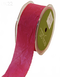 1.5 Inch Crinkle Crushed Fuchsia Ribbon With Cut Edge