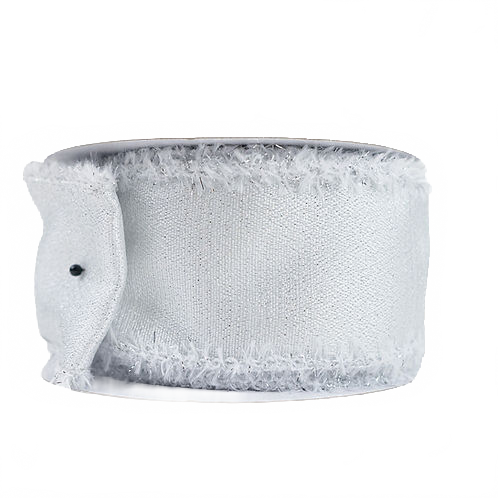 Ribbon 2.5" Metallic Silver Tinsel White