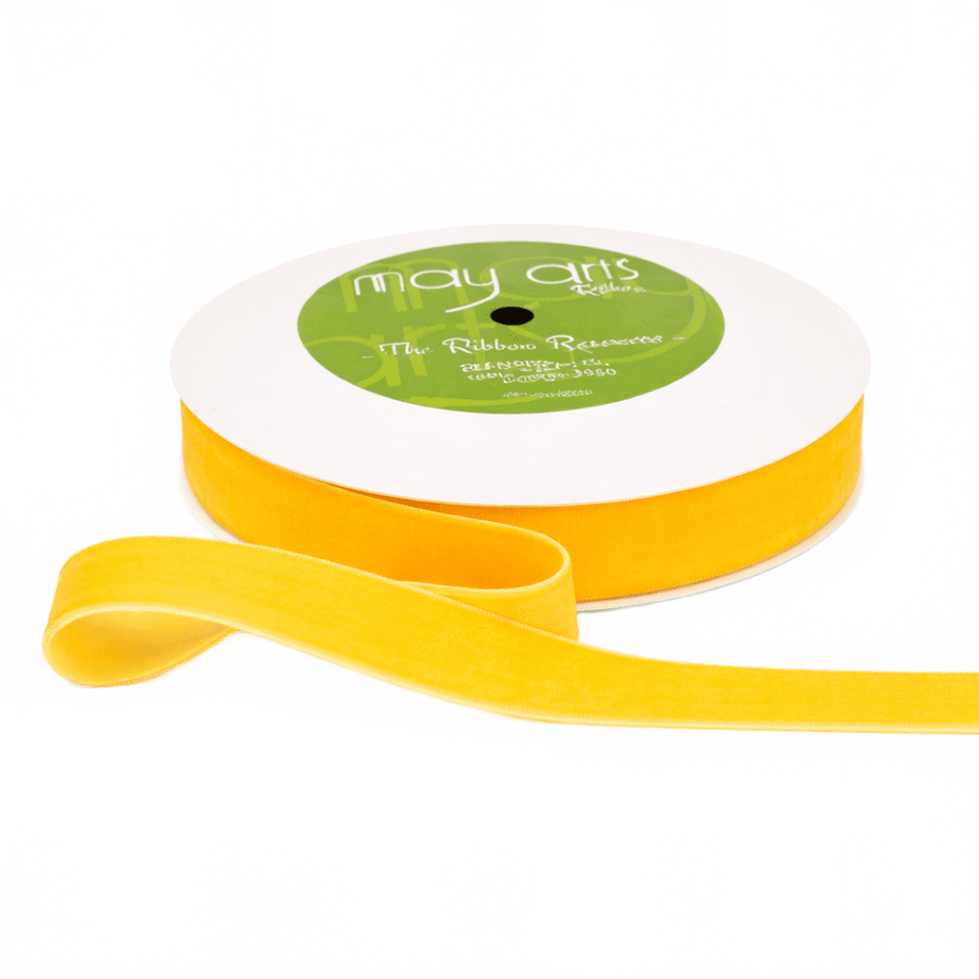 3/4 Inch Classic Yellow Velvet Ribbon With Woven Edge