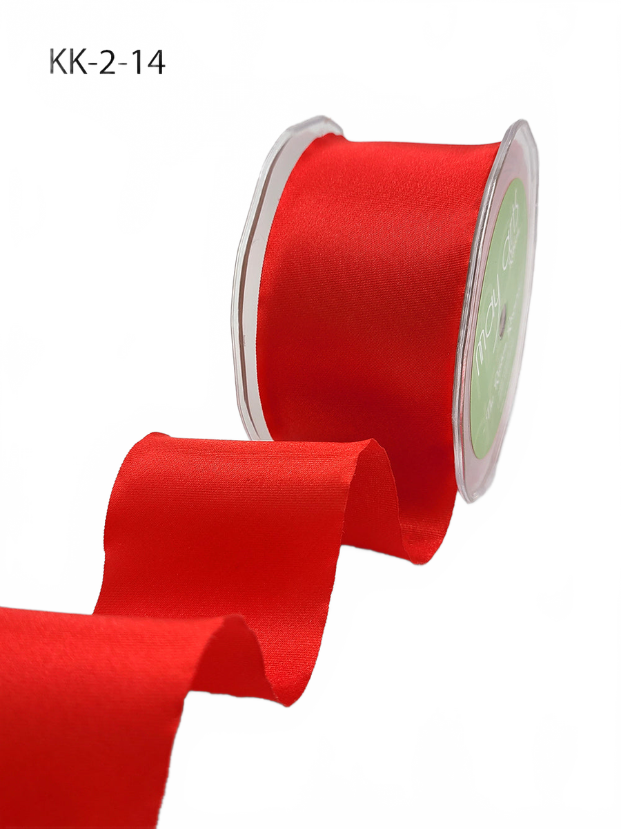2 Inch Single Faced Red Satin Cut On The Bias Ribbon With Wavy Cut Edge