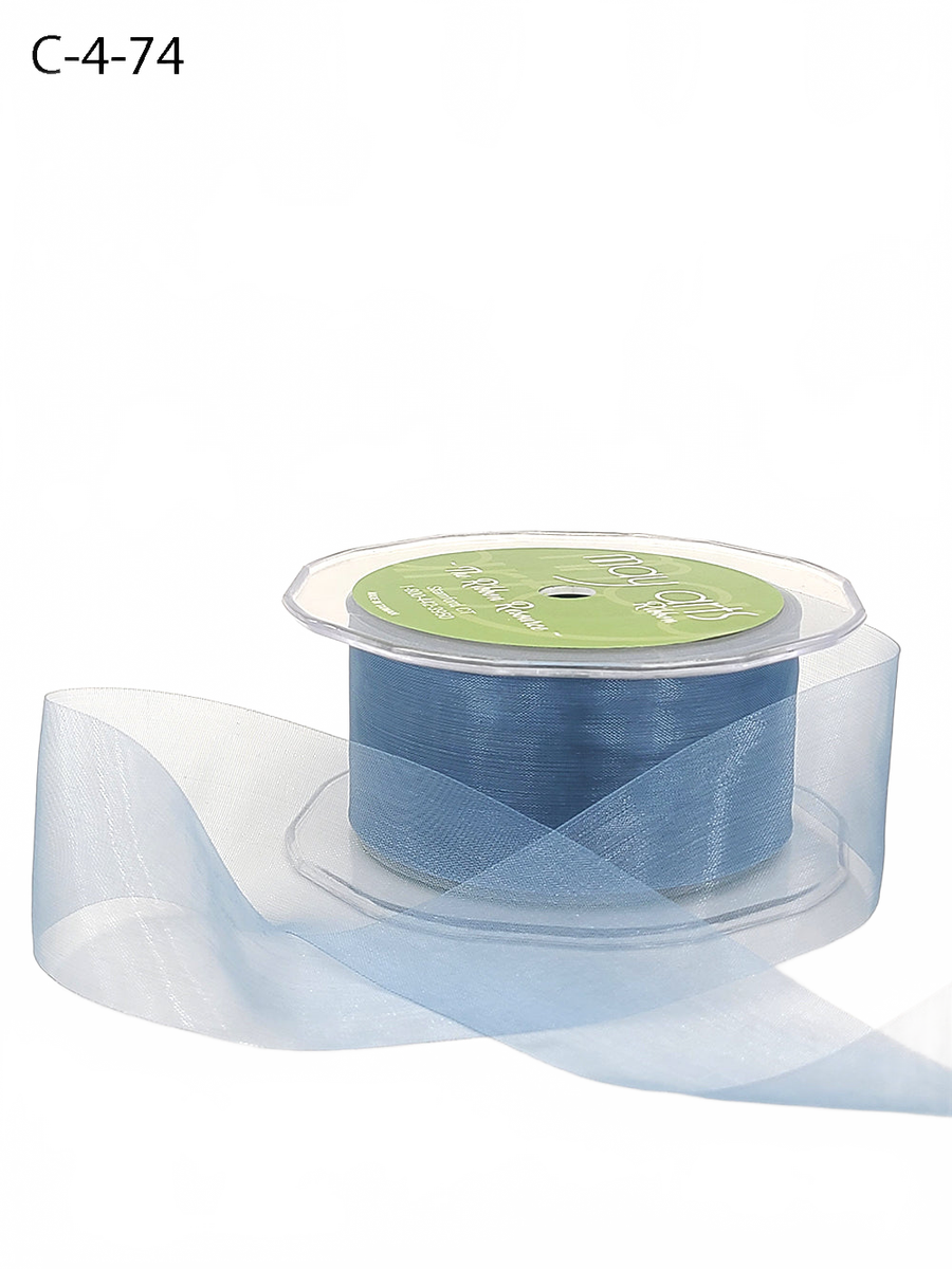 1.5 Inch Soft Shimmer Slate Blue Sheer Ribbon With Cut Edge