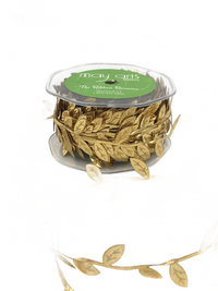 3/4 Inch Classic Leaves Gold Ribbon With Sealed Cut Edge