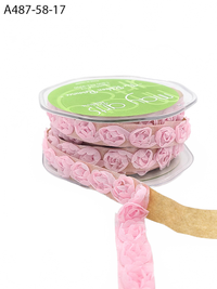 5/8 Inch Adhesive Rosette Pink Ribbon With Cut Edge