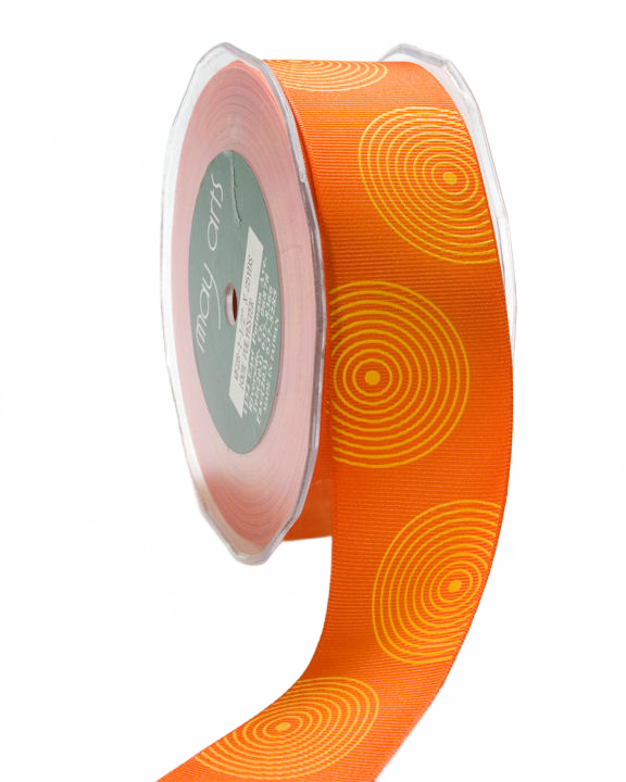 1.5 Inch Orange/Yellow Circles Grosgrain Circles Ribbon