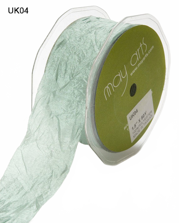 1.5 Inch Crinkle Crushed Teal Ribbon With Cut Edge