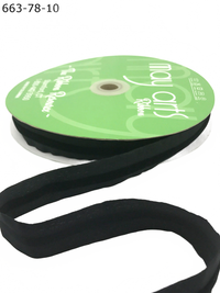 7/8 Inch Taffeta With Black Velvet Center Line Ribbon With Woven Edge