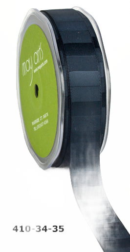 3/4 Inch Horizontal Stripe Dark Silver Satin Ribbon
