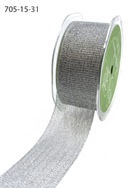 1.5 Inch Silver Metallic Knit Net Ribbon