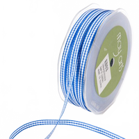 3/16 Inch Checkered Gingham Royal Blue Ribbon With Woven Edge