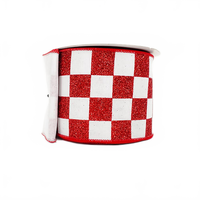 Ribbon Glitter Checks Red