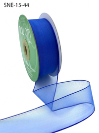 1.5 Inch Soft Royal Blue Sheer Ribbon With Thin Solid Edge