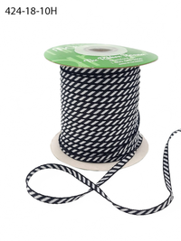 1/8 Inch Mini Diagonal Stripes Black Ribbon With Woven Edge