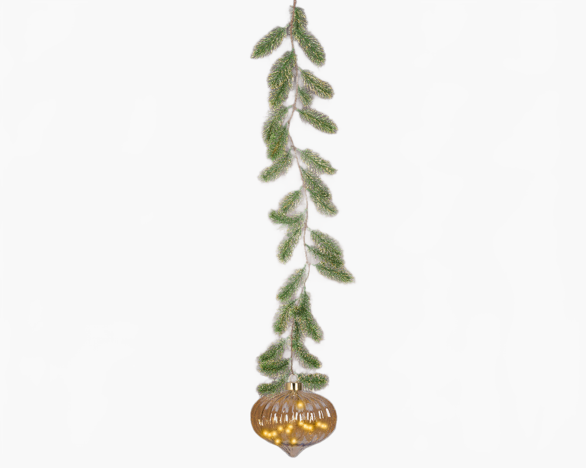 8" Micro LED Amber Onion Ornament Battery Operated