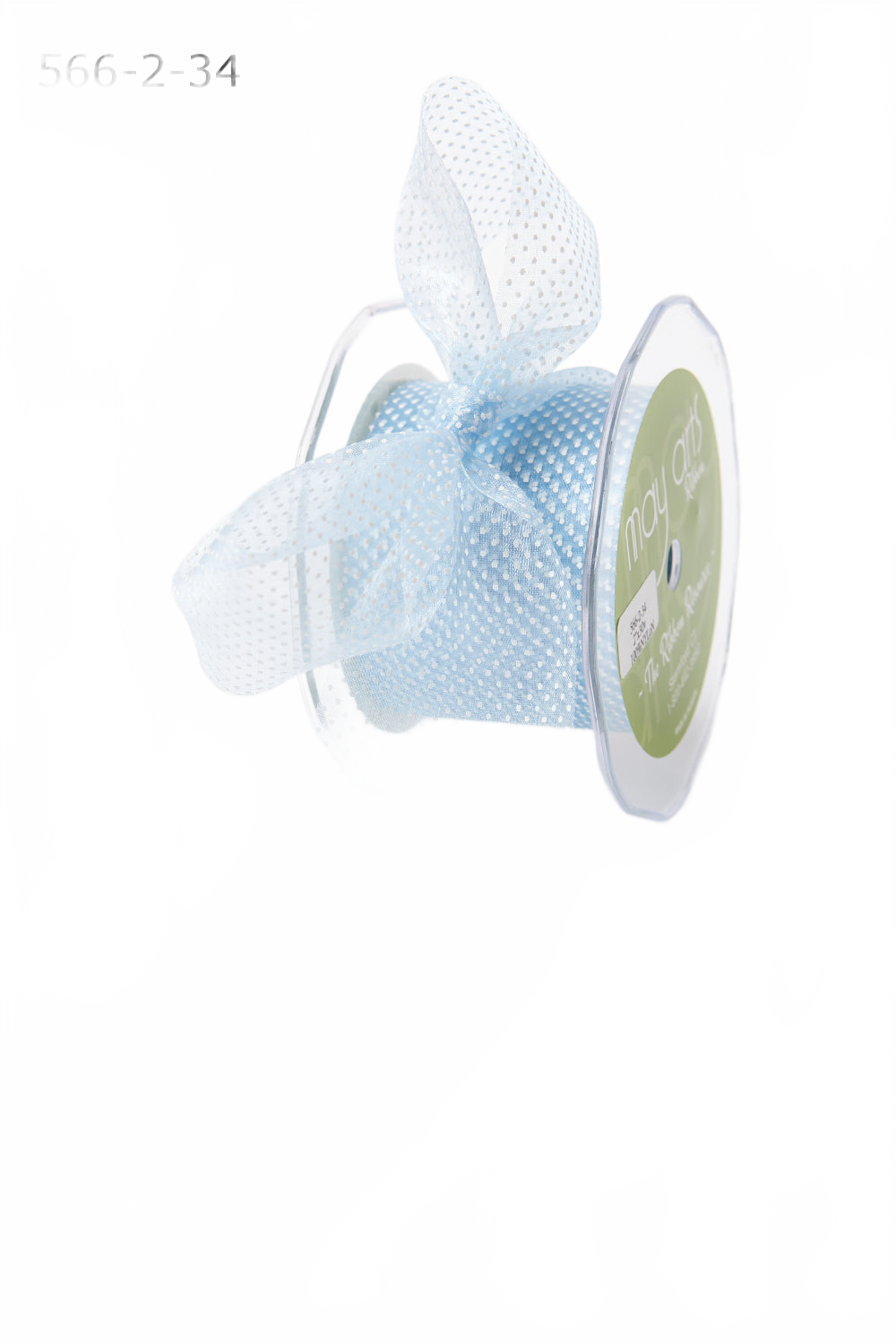 2 Inch Shimmer Blue/White Sheer Mini White Dot Ribbon With Cut Edge