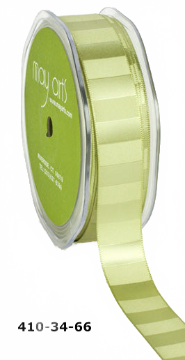 3/4 Inch Horizontal Stripe Sage Satin Ribbon