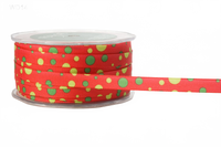 3/8 Inch Red/Green/Parrot Green Grosgrain Bubble Dot Ribbon