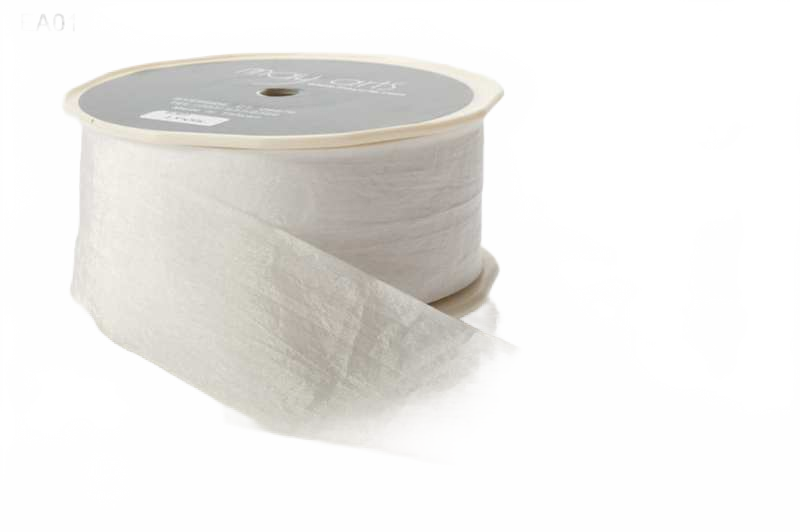 1.5 Inch Wrinkled Faux White Silk Ribbon With Cut Edge