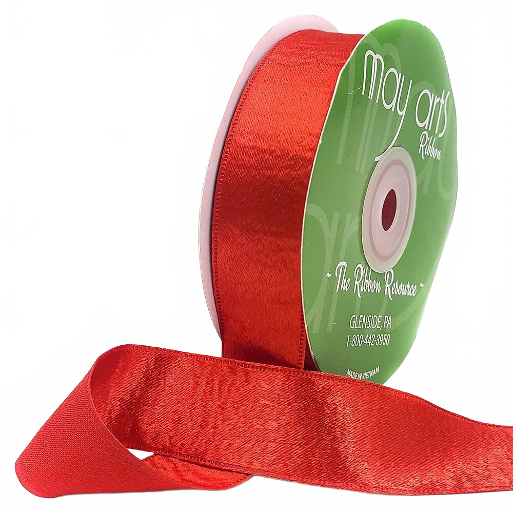 1 Inch Single Sided Sleek Ripple Tape Red Ribbon With Woven Edge
