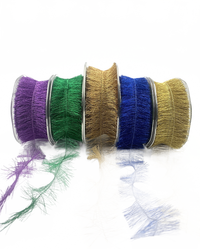 1 Inch Metallic Feather Eyelash Wired String Cord Ribbon
