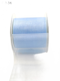 3 Inch Soft Shimmer Light Blue Sheer Ribbon With Cut Edge
