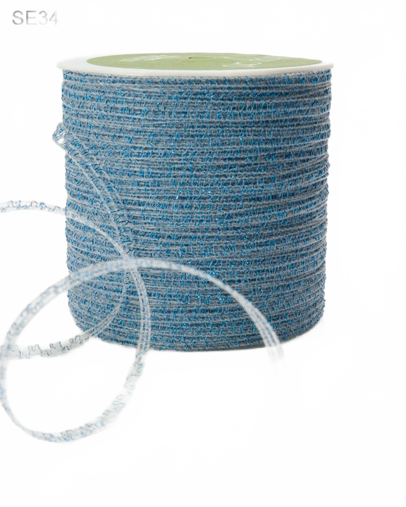 1/8 Inch Sparkle Glitter Curling Light Blue Ribbon