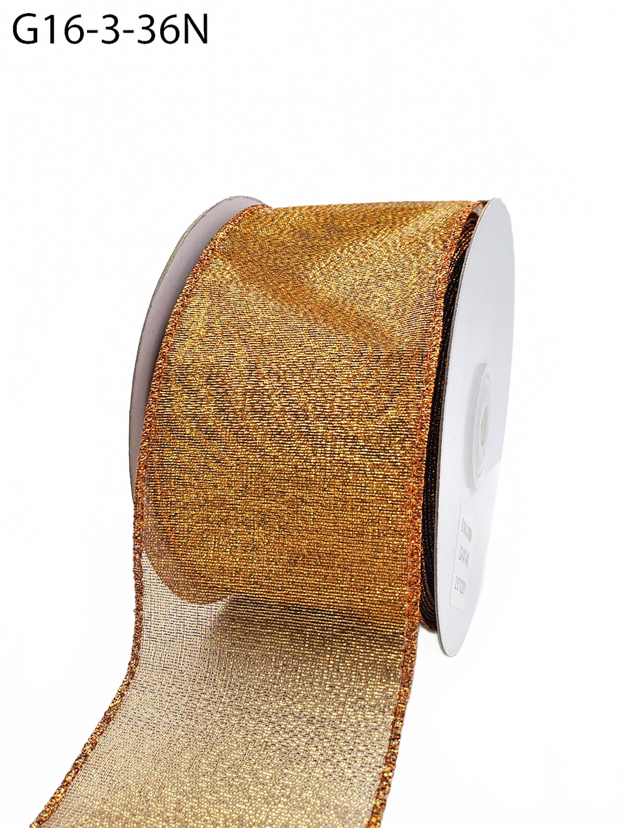 2.5 Inch Semi-Sheer Metallic Gold Ribbon