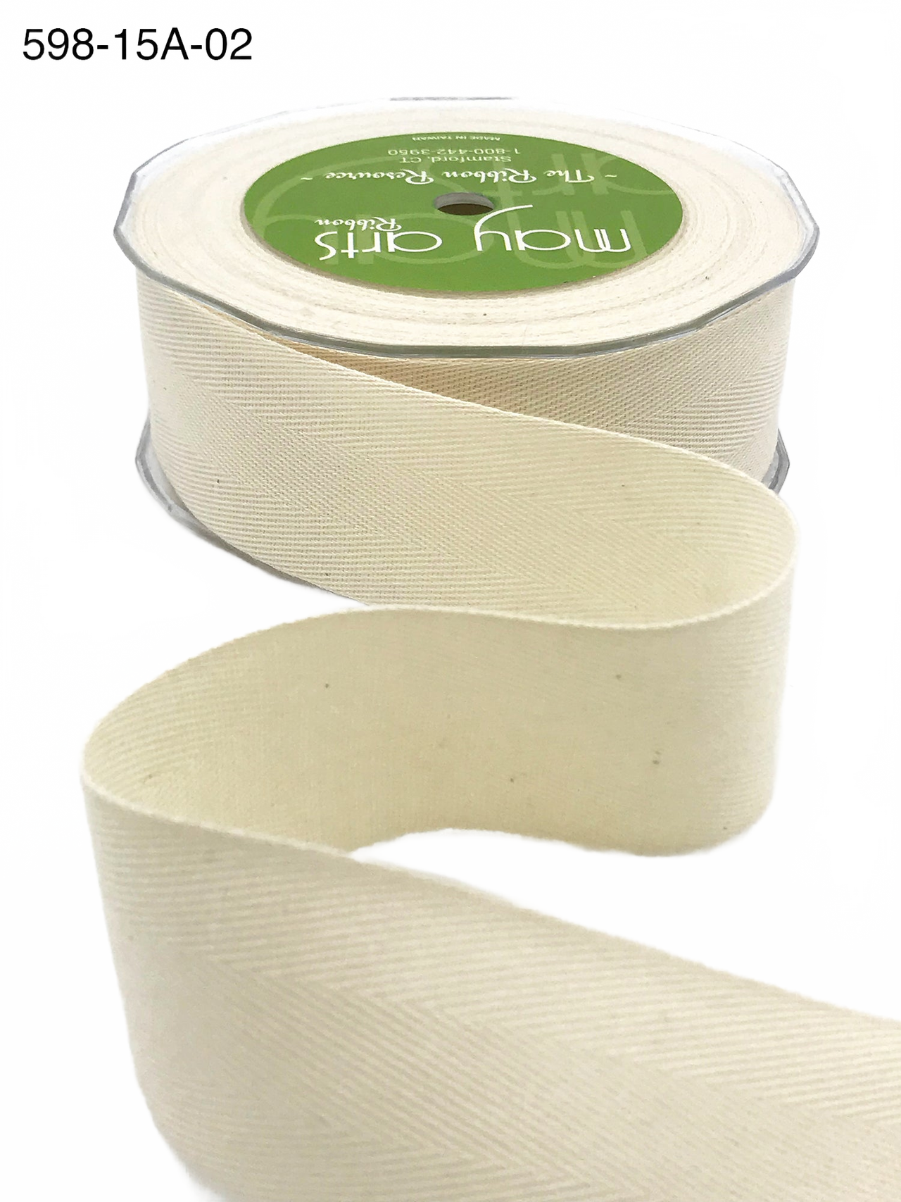 1.5 Inch 100% Cotton Classic Lightweight Natural Twill Ribbon With Woven Edge ()