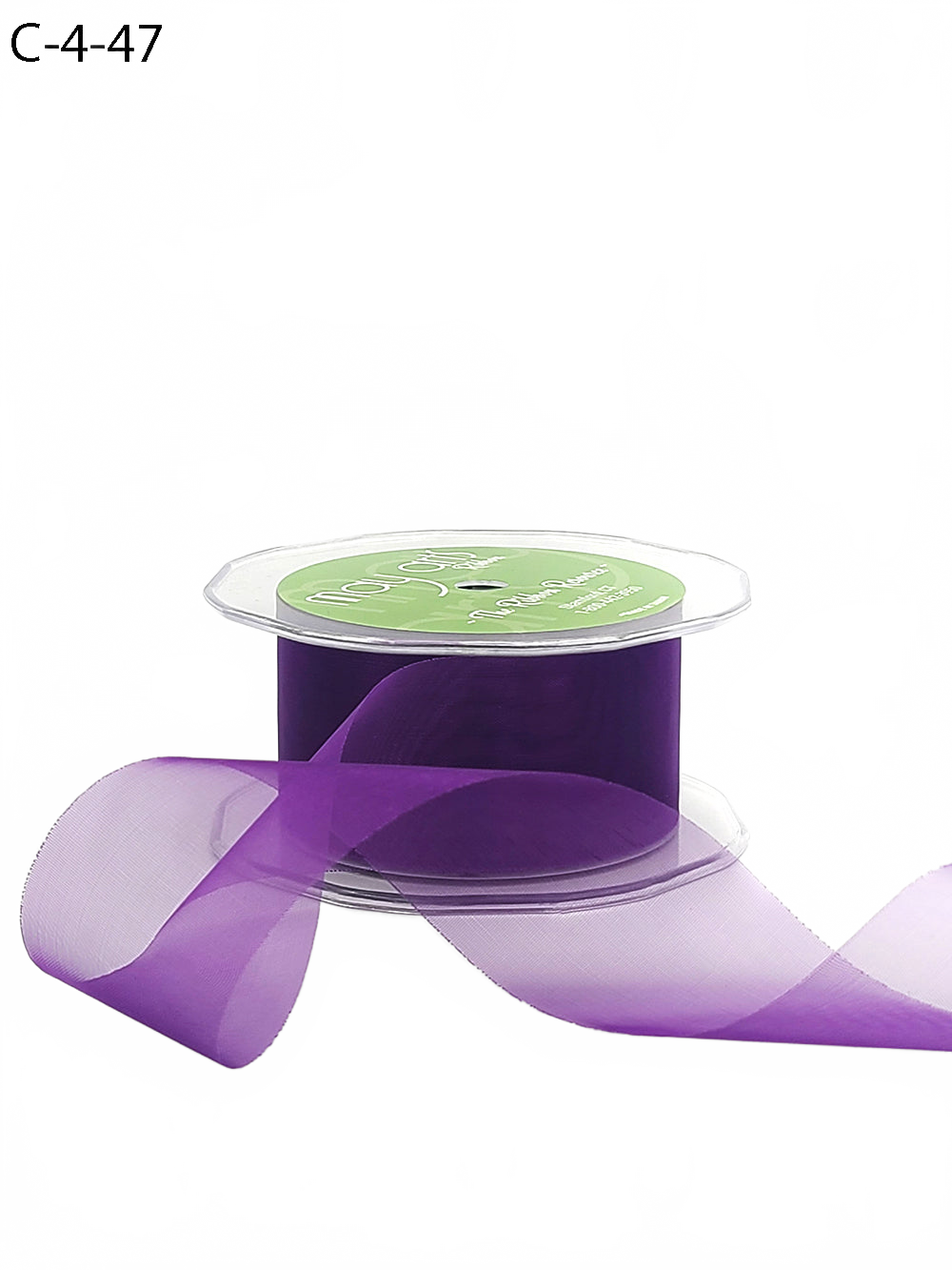 1.5 Inch Soft Shimmer Violet Sheer Ribbon With Cut Edge