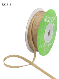 1/8 Inch 100% Hand-Dyed Taupe Silk Ribbon With Woven Edge