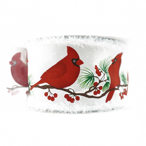 Ribbon 2.5" Cardinal Branchs White