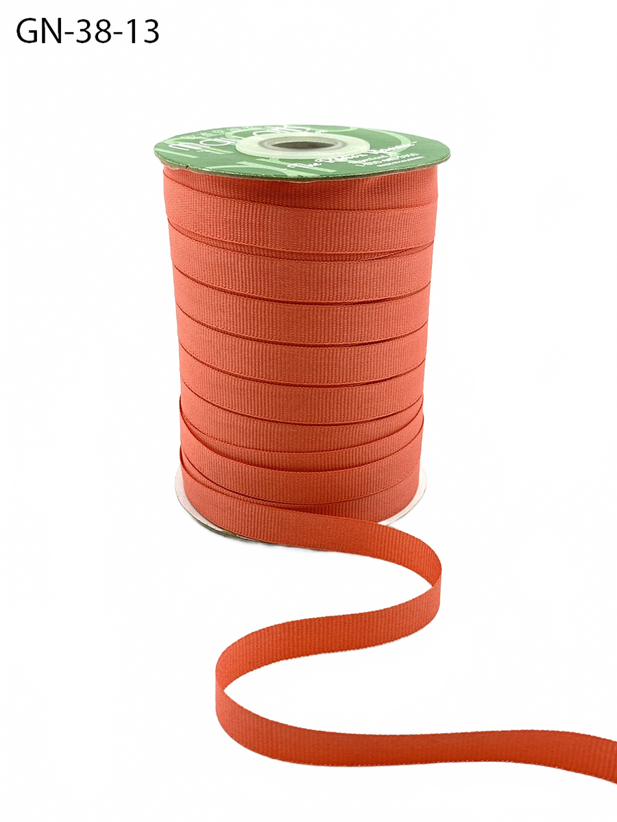 ~3/8 Inch Light-Weight Flat Coral Grosgrain Ribbon With Woven Edge