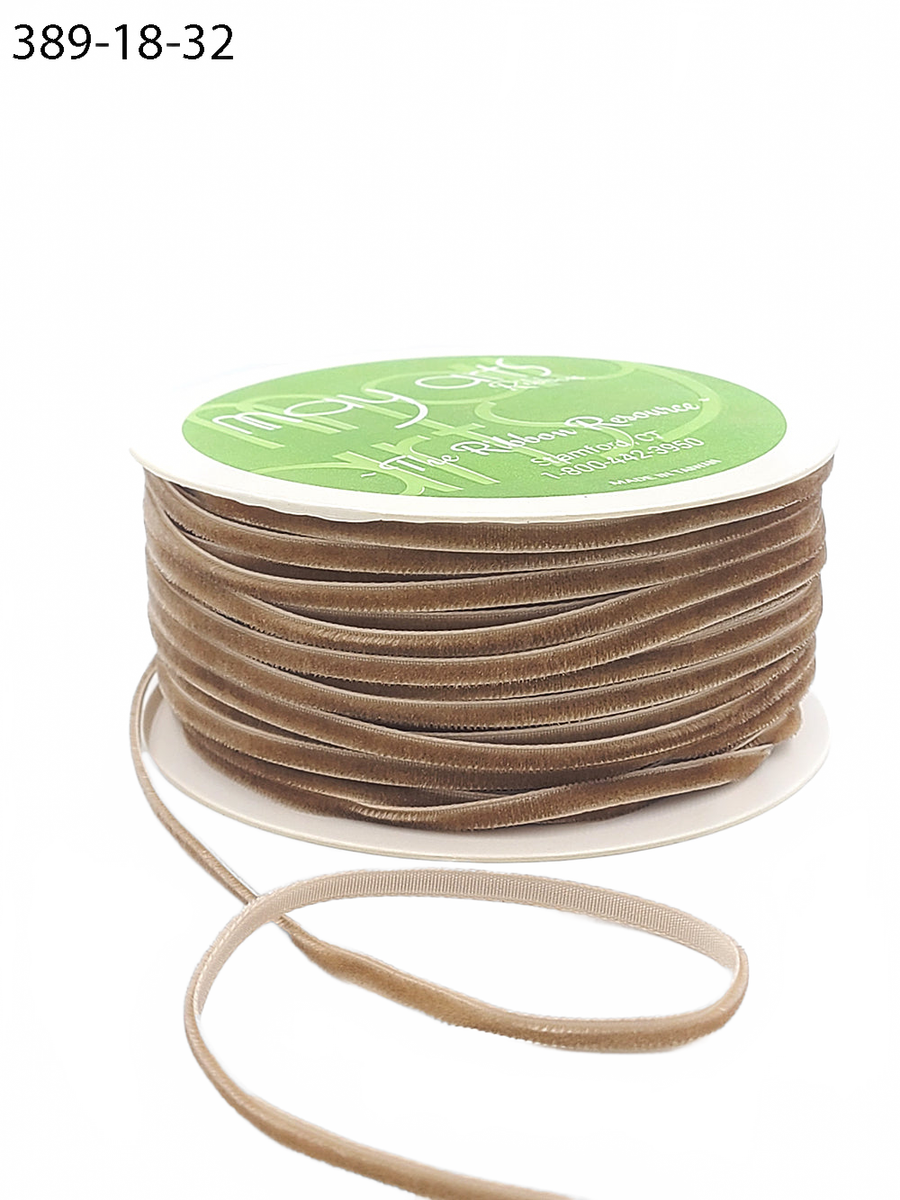 1/8 Inch Antique Gold Velvet String Cord Ribbon With Woven Edge