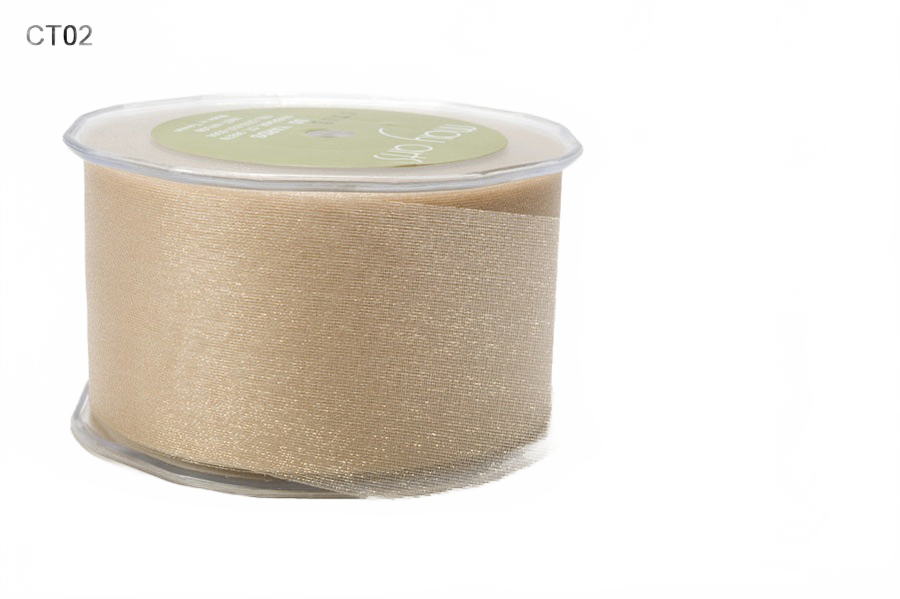 3 Inch Twinkle Shimmer Champagne Sheer Ribbon With Cut Edge