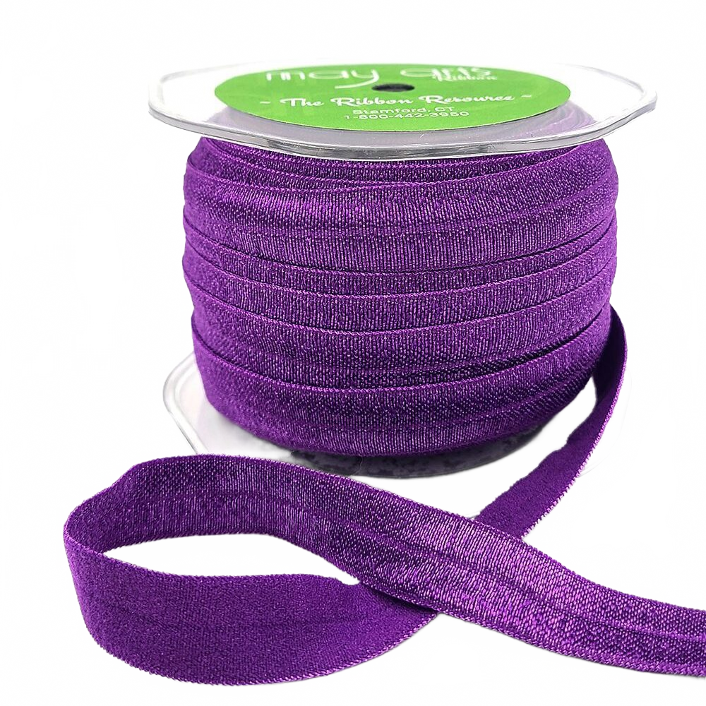 5/8 Inch Flat Fold Over Elastic Purple