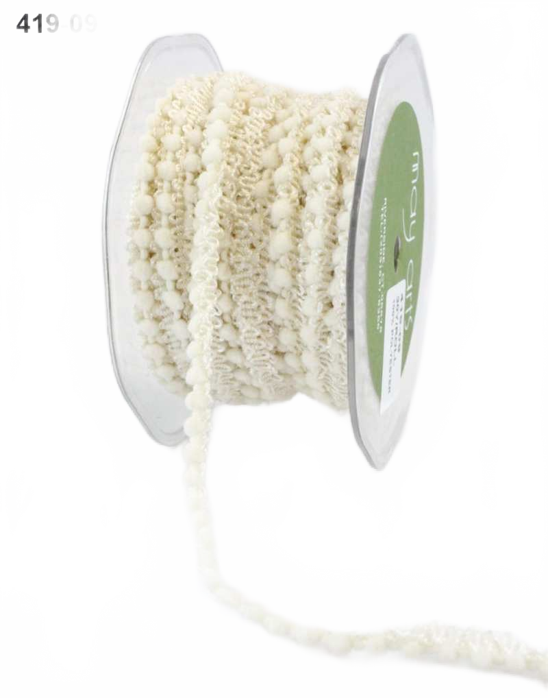 3/8 Inch Mini Pom Pom Ivory Ribbon