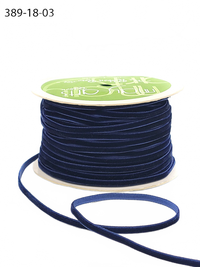 1/8 Inch Navy Velvet String Cord Ribbon With Woven Edge