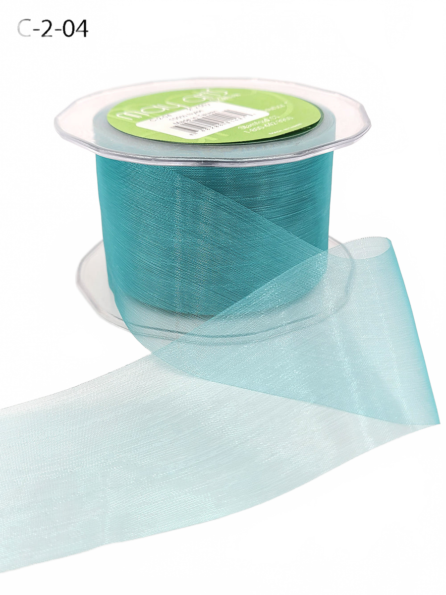 2 Inch Soft Shimmer Teal Organza Ribbon