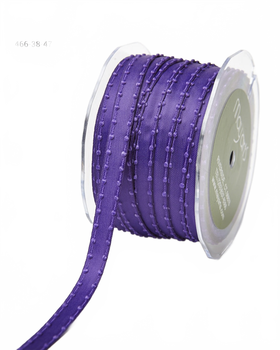 3/8 Inch Purple Satin Ribbon With Woven Knotted Edge