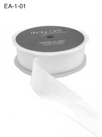 1 Inch Wrinkled Faux White Silk Ribbon With Cut Edge