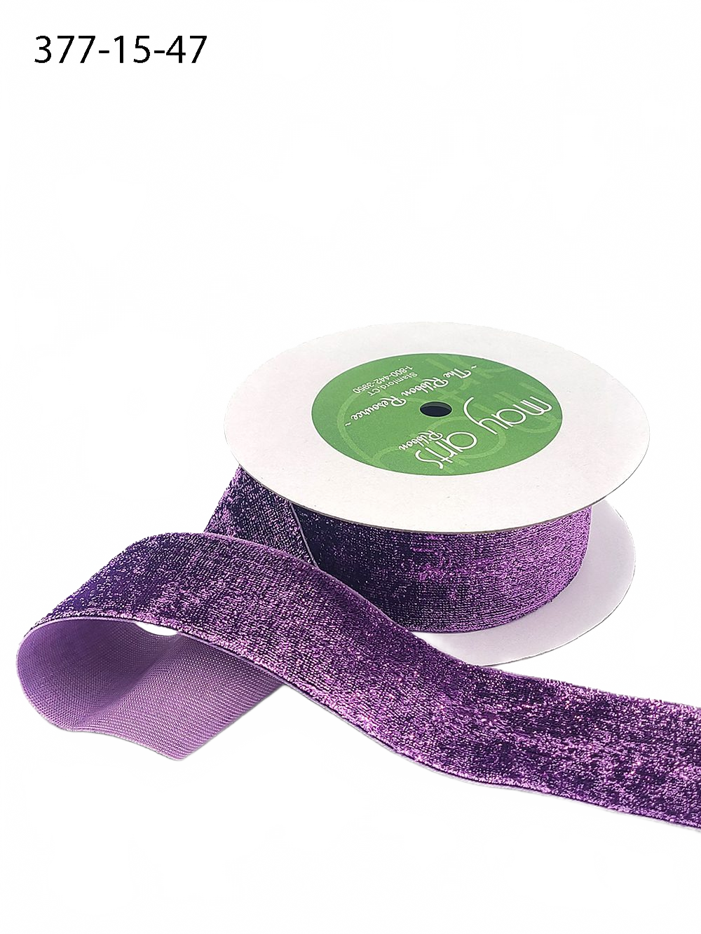 1.5 Inch Woven Metallic Purple Velvet Ribbon With Woven Edge