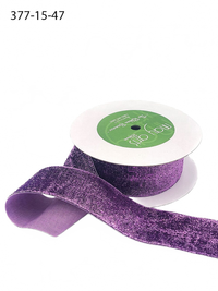 1.5 Inch Woven Metallic Purple Velvet Ribbon With Woven Edge