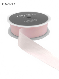 1 Inch Wrinkled Faux Pink Silk Ribbon With Cut Edge
