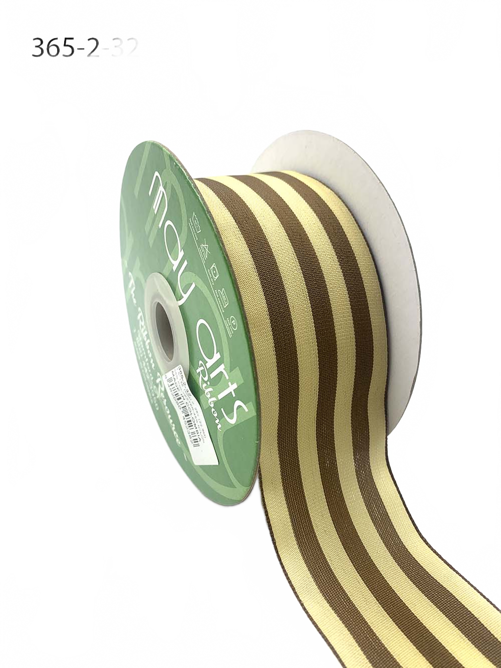 2 Inch Striped Antique Gold/Ivory Ribbon With Woven Edge