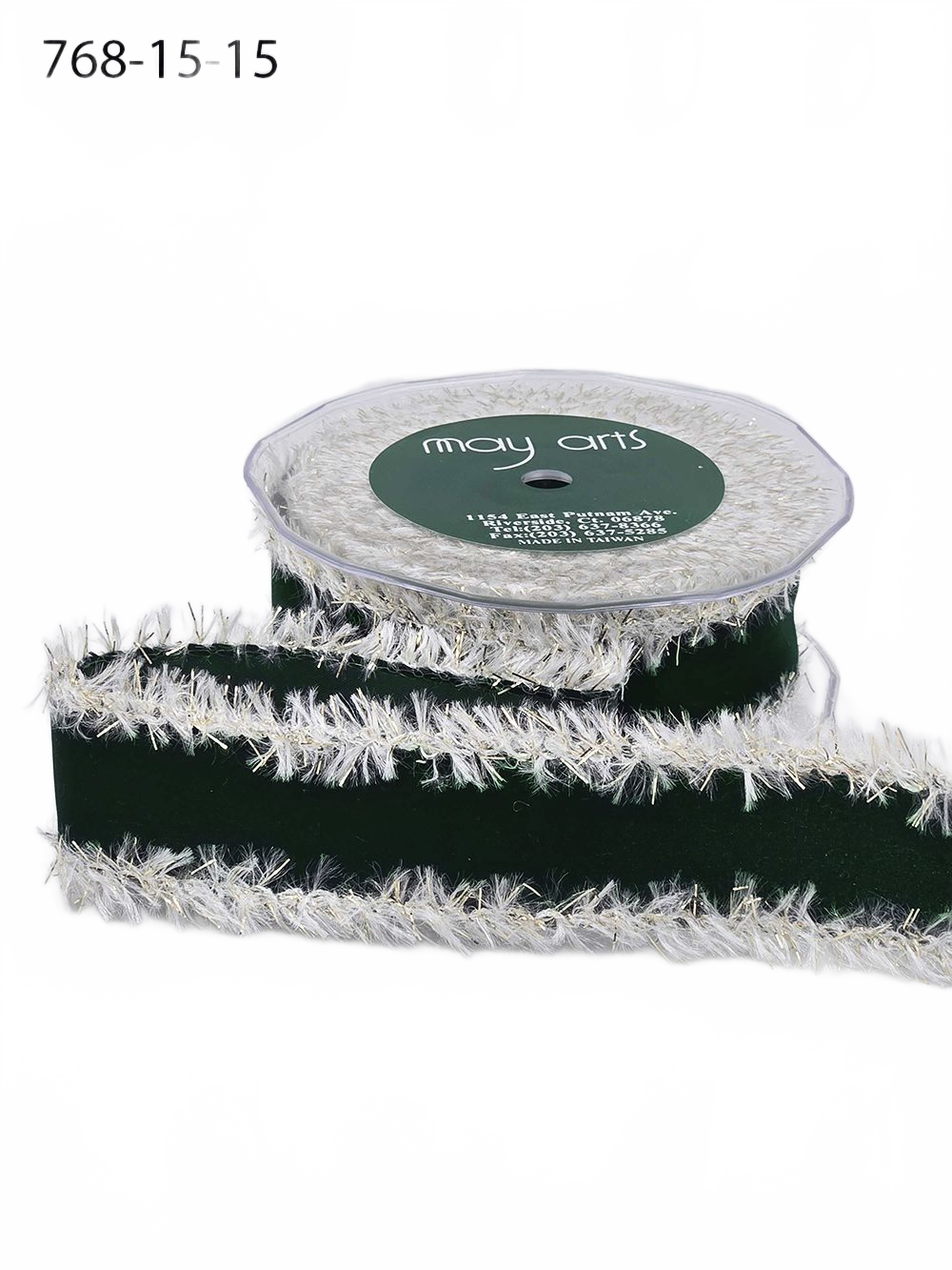1.5 Inch Velveteen Green Ribbon With Tinsel Edge For Gift Wrapping, Crafts & Décor