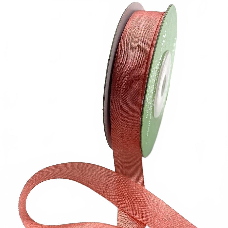 1/2 Inch 100% Hand-Dyed Terra Cotta Silk Ribbon With Woven Edge
