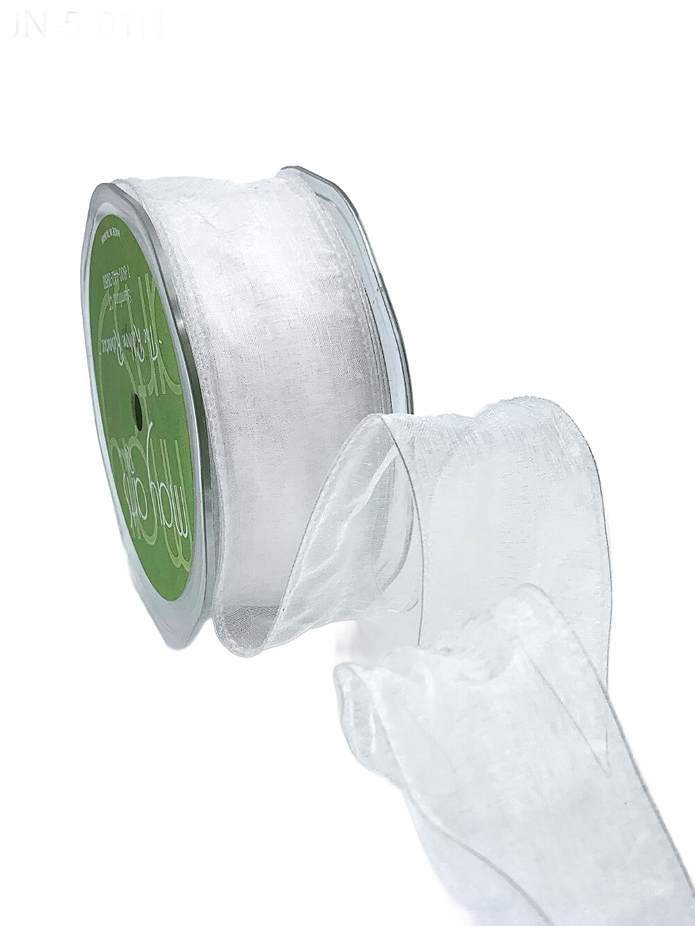 1.5 Inch Shimmer White Sheer Ribbon With Wired Edge